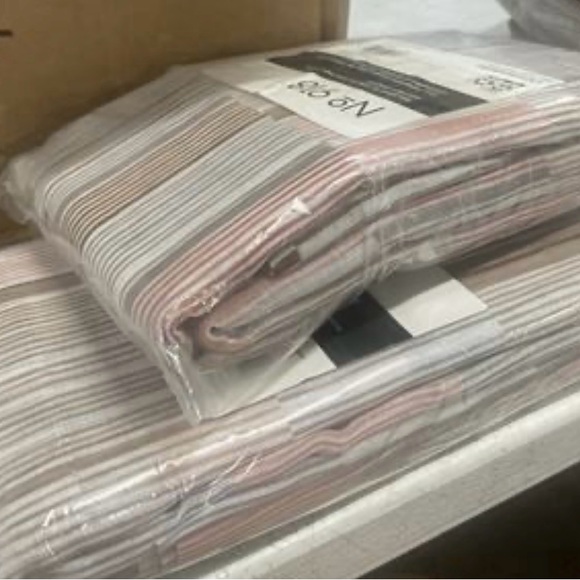 No. 918 Colby Offset Stripes Sheer Rod Pocket Curtain Panel; 2 Single Panels - Picture 8 of 8